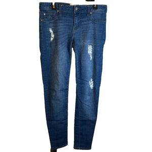 WallFlower Instastretch Dark Wash Blue Distressed Skinny Jeans Size 29